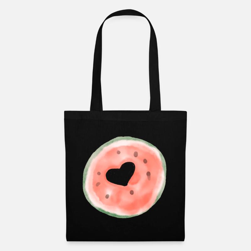 Melone Herz - Stoffbeutel - Schwarz