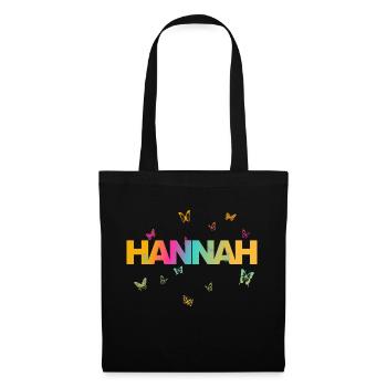 Hannah - Beautiful name with butterflies, girls - Tote Bag - black - Front