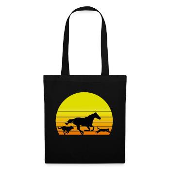 Dog Horse Cat Sun - Tote Bag - black - Front