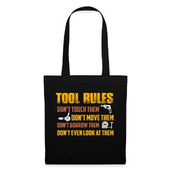 Règles de l’outil Ne les touchez pas Ne bougez pas Garage Me - Sac en tissu - noir - Devant