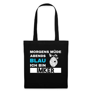 Morgens Müde Abends Blau Imker - Stoffbeutel - Schwarz - Vorne