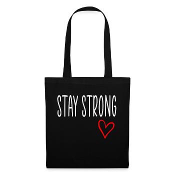 stay strong quote heart red - Tote Bag - black - Front