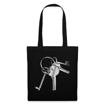 clés argentées sur un porte-clés - Sac en tissu - noir - Devant