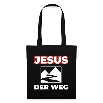 Jesus Christus ist der Weg - Christliches Shirt - Stoffbeutel - Schwarz - Vorne