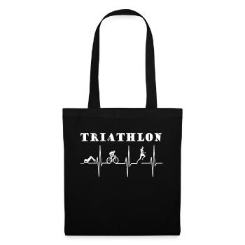 Triathlon Sport - Schwimmen - Radfahren - Laufen - Stoffbeutel - Schwarz - Vorne