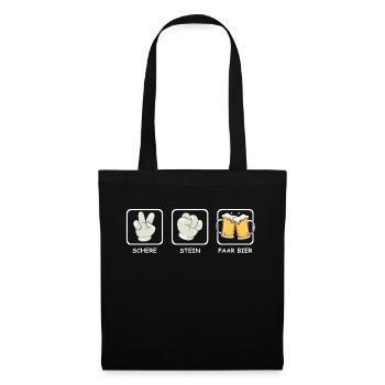 Schere Stein Papier/ Paar Bier - Stoffbeutel - Schwarz - Vorne