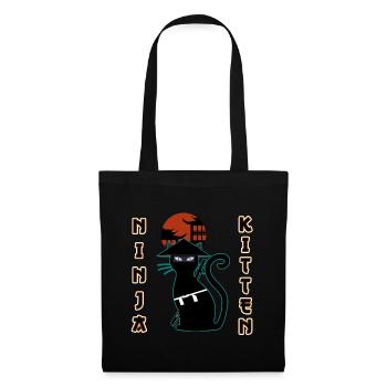 Ninja cat samurai kitten Assassin kitty Meow - Tote Bag - black - Front