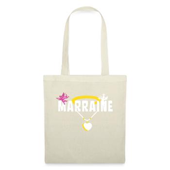 Marraine Baptême Chérubin - Collier avec Cœur - Sac en tissu - nature - Devant