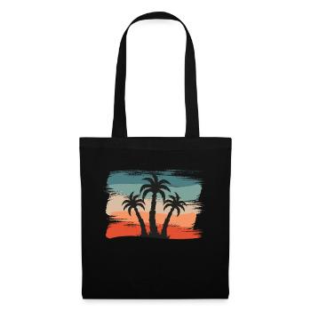 Beach Style: Retro Palmen einsame Insel Design - Stoffbeutel - Schwarz - Vorne