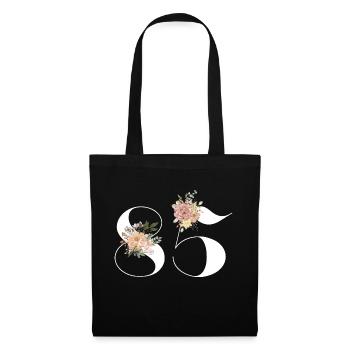 85e anniversaire fleuris (Cadeau de 85 ans) - Sac en tissu - noir - Devant