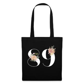 Blumen zum 89-jährigen Jubiläum (Geschenk von 89 Jahren) - Stoffbeutel - Schwarz - Vorne