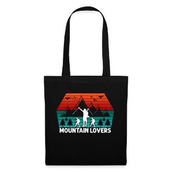 Mountain Lovers T-Shirt Randonnée Montagnes Nature Rétro - Sac en tissu - noir - Devant