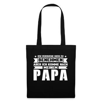 Papa Kind Vater Geschenk - Stoffbeutel - Schwarz - Vorne
