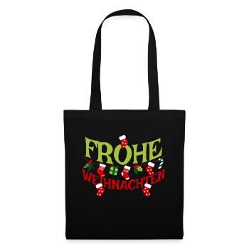 Frohe Weihnachten - Stoffbeutel - Schwarz - Vorne