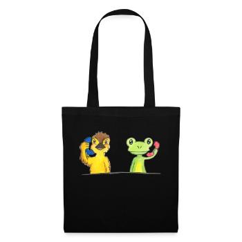 Ente und Frosch - Stoffbeutel - Schwarz - Vorne