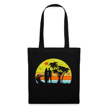 Vintage Sommer Sonnenuntergang Surfer - Stoffbeutel - Schwarz - Vorne