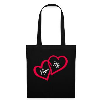 Linked hearts Him me - Tote Bag - black - Front
