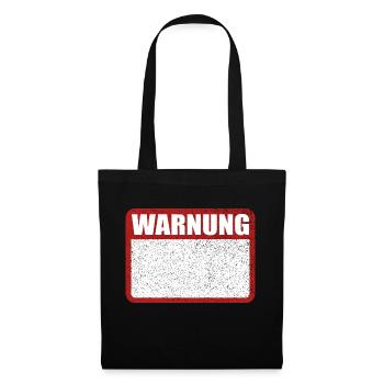 Warnung Schild leer Achtung Blechschild - Stoffbeutel - Schwarz - Vorne