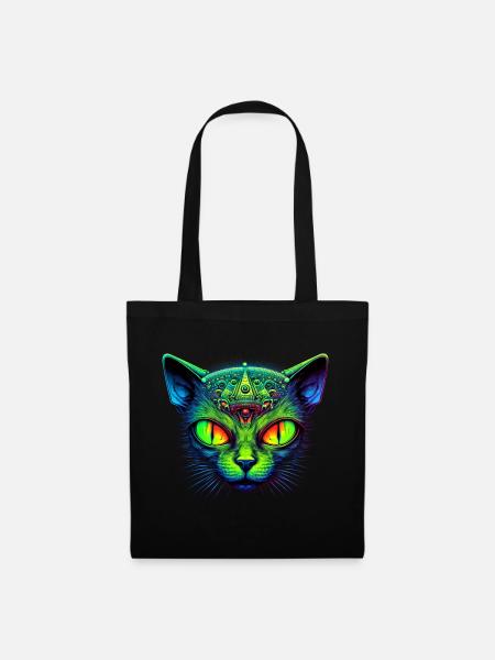 Hypnotische Katze - Stoffbeutel - Schwarz