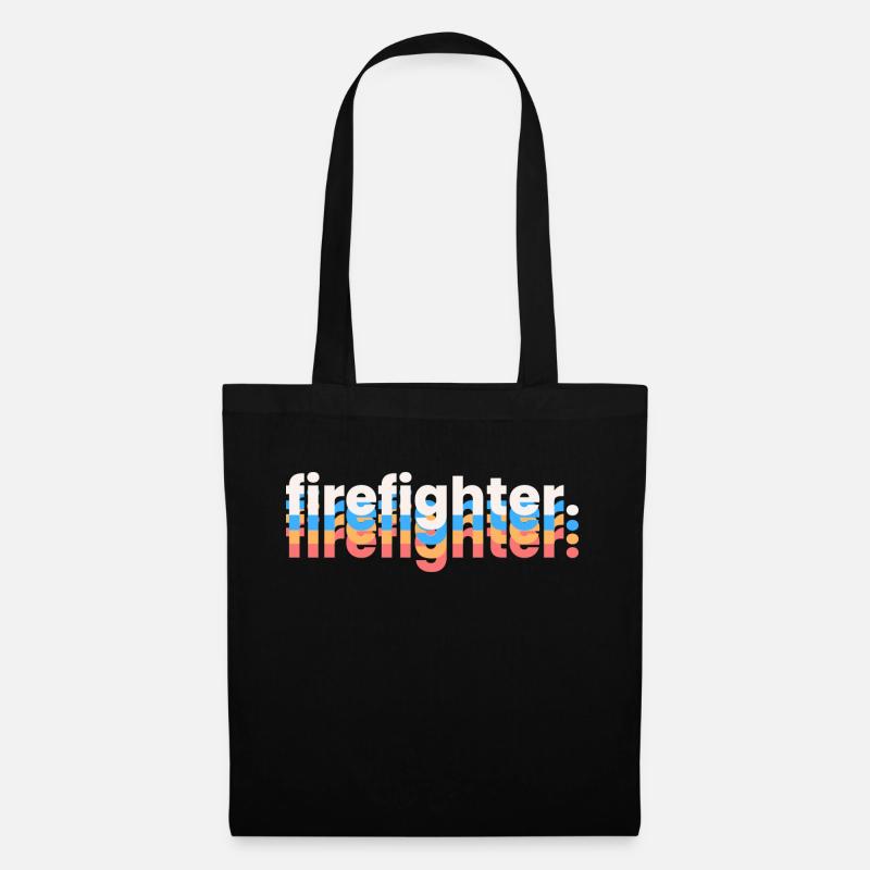 Firefighter Schriftzug bunt - Stoffbeutel - Schwarz