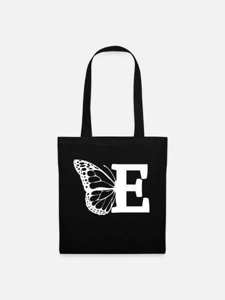 Buchstabe E Schmetterling - Stoffbeutel - Schwarz