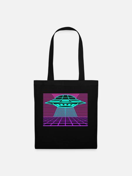 Entdecke unser Retro Style Vintage Design UFO - Stoffbeutel - Schwarz