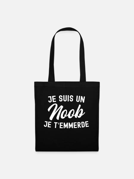 je suis noob / cadeau humour geek - Sac en tissu - noir