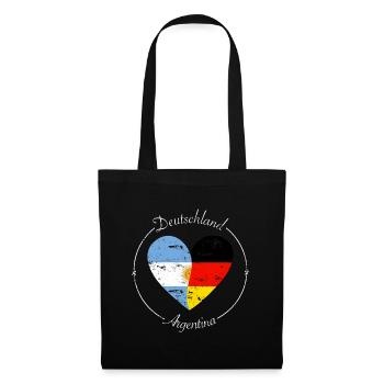 Argentinien Deutschland Herz Flagge weiß - Stoffbeutel - Schwarz - Vorne