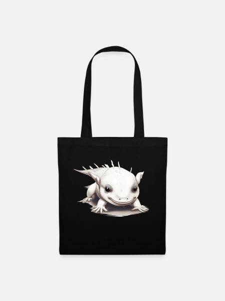 Kleiner Baby Axolotl sieht süß und knuffig aus - Stoffbeutel - Schwarz