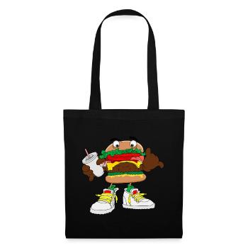 Burger Hamburger Cheeseburger Fast Food - Stoffbeutel - Schwarz - Vorne