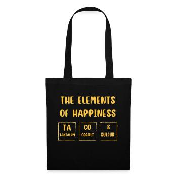 The Elements of Happiness Tacos design Funny - Tote Bag - black - Front