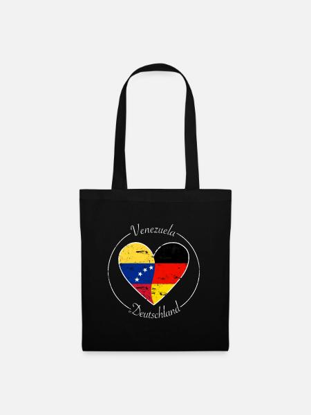 Venezuela und Deutschland Herz Logo weiß - Stoffbeutel - Schwarz