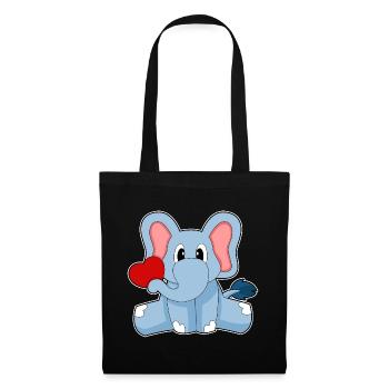 Elefant Herz - Stoffbeutel - Schwarz - Vorne