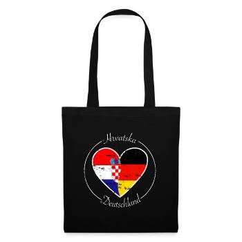 Hrvastka und Deutschland Herz Logo weiß - Stoffbeutel - Schwarz - Vorne