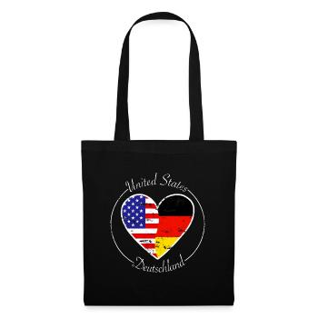 États-Unis et Allemagne Logo Heart blanc - Sac en tissu - noir - Devant