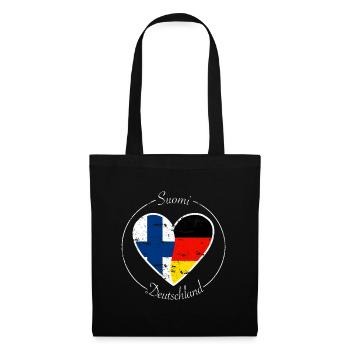 Suomi und Deutschland Herz Logo weiß - Stoffbeutel - Schwarz - Vorne