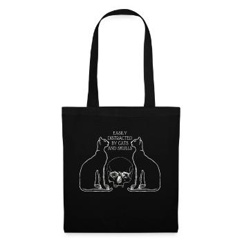 DISTRAIT PAR LES CHATS ET LES CRÂNES - Sac en tissu - noir - Devant