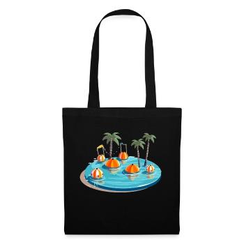 Piscine palmiers et ballons - Sac en tissu - noir - Devant