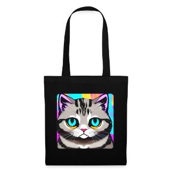 Chat de mauvaise humeur aux couleurs vives - Sac en tissu - noir - Devant