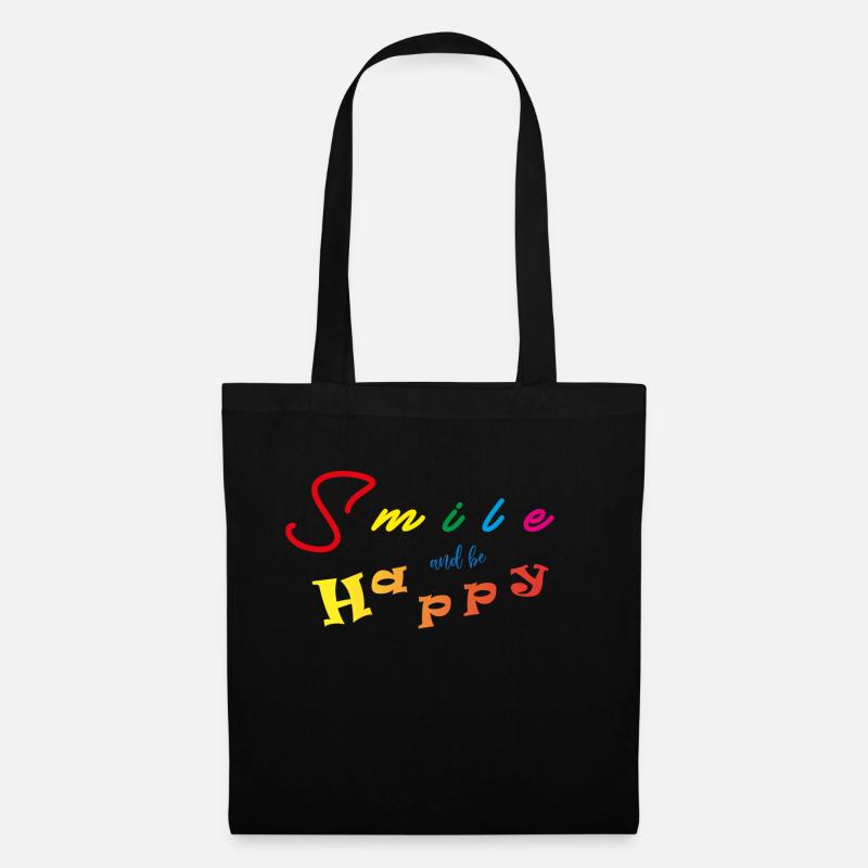 Smile and be Happy - Stoffbeutel - Schwarz
