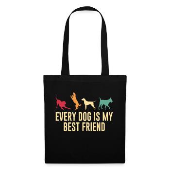 Hund Hunde Lustiger Spruch Vintage - Stoffbeutel - Schwarz - Vorne