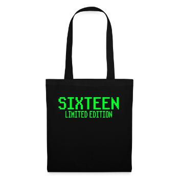 16e cadeau d’anniversaire Pixel Art Gamer - Sac en tissu - noir - Devant