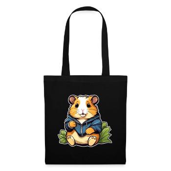 Hamster doré mignon avec sweat à capuche - Sac en tissu - noir - Devant