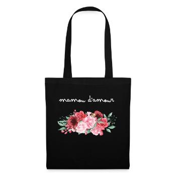 Mamou d’amour fleurs- idée cadeau mamie - Sac en tissu - noir - Devant