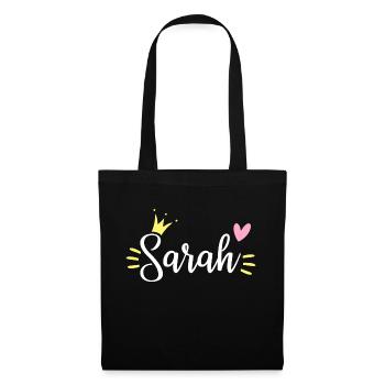 Sarah Name Krone - Stoffbeutel - Schwarz - Vorne