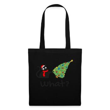Drôle de chat noir poussant l’arbre de Noël sur le chat - Sac en tissu - noir - Devant