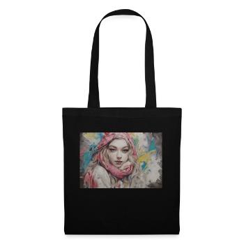 Jolie jeune fille colorée - Sac en tissu - noir - Devant