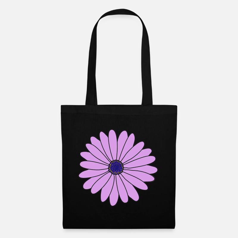 Blume lila Margerite - Stoffbeutel - Schwarz