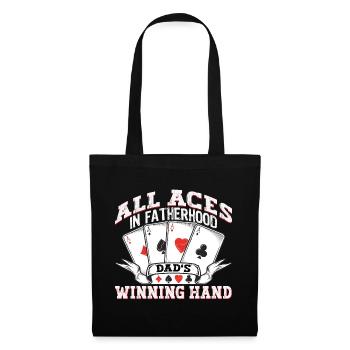 All Aces In Fatherhood Winning Hand Retro Papa - Stoffbeutel - Schwarz - Vorne
