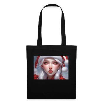 Verträumte Weihnachtsmannfrau - Stoffbeutel - Schwarz - Vorne